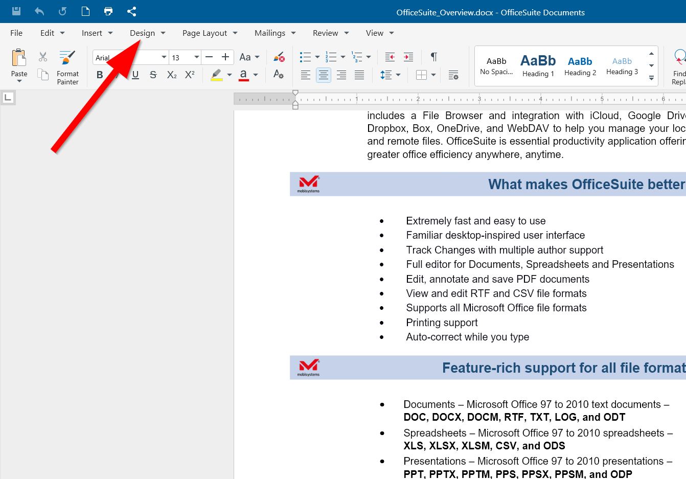 Apply themes in documents officesuite